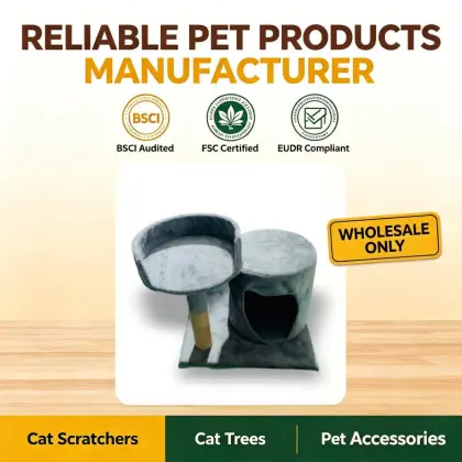 Grey Sisal Post Cat House Climbing Frame