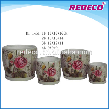 terracotta garden hand painted pots with saucer