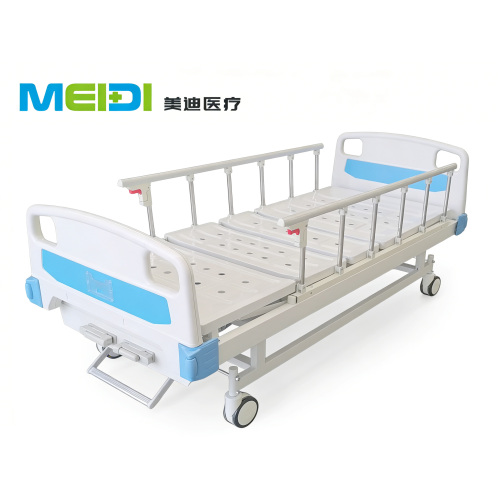 Medical Manual 2-Crank Hospital Bed, Mute Anti-Collision Castors, Adjustable Back & Leg