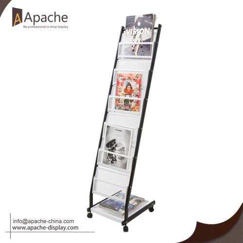 Metal Magazine Newspaper Rack with Grid Shelf