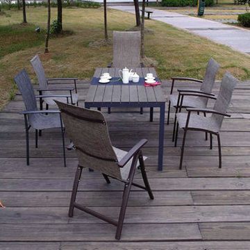 7 Pieces PS Wood Dining Table Set, Available with Aluminum Frame