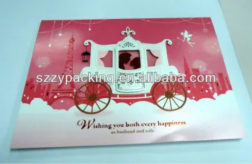 carriage printed red background wedding greeting card