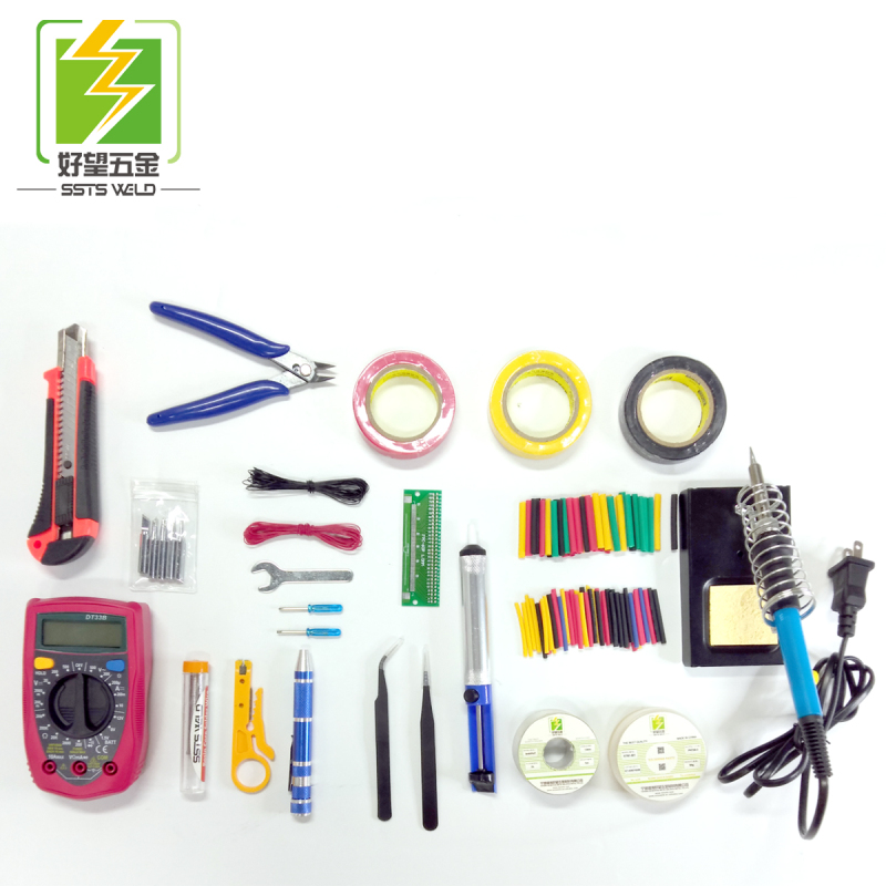 30PCS Soldering Iron Kit: Comprehensive 60W Adjustable Temperature Soldering Tools Set for Electronics Projects