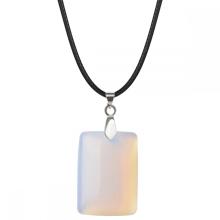 Opalite 25x35 mm Collier pendentif en pierre rectangulaire pour femmes hommes