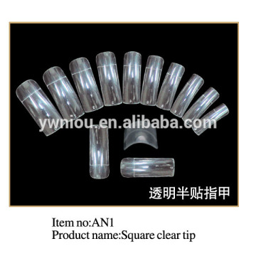 Factory Supply Acrylic Nails Salon Professional False Nail Square Clear Nail Tips
