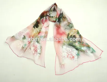 Customize printed chiffion scarf for lady 100% silk scarf