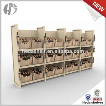 HEDA customized design wooden wine display shelf