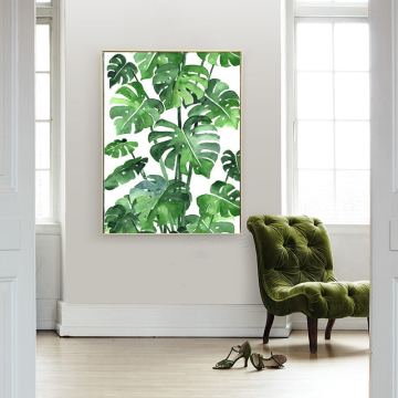 Modern Palmate Plants Canvas Print With Frame