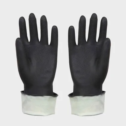 Black Industrial Latex Gloves , Diamond Rubber Safety Working Gloves