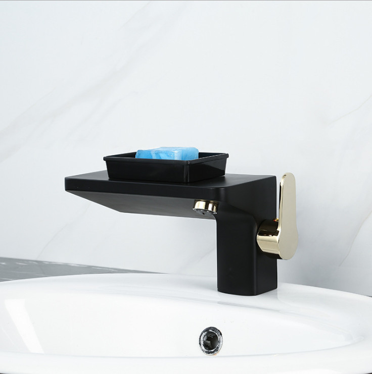 Grifo de agua para lavabo de latón con caja empotrada oculta caliente y fría montada en la superficie del baño