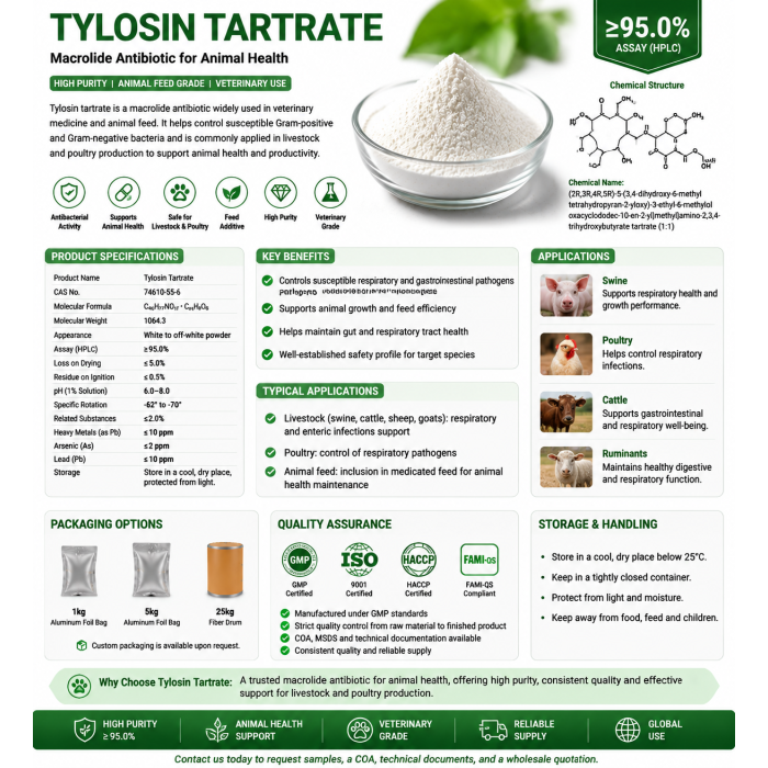 API de tartrato de tilosina de alta pureza