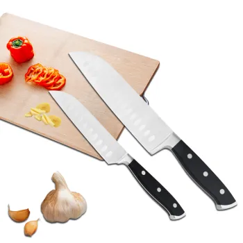 Classic Forged Triple Rivet Knife Handle 2pcs Kitchen Chef Santoku Knife Set