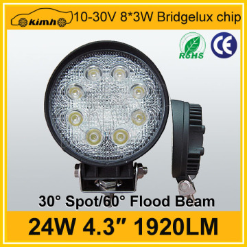 Alibaba china portable led work light 4.3" 10-30v 24w 1920LM