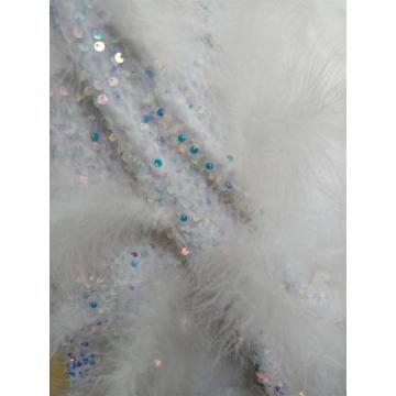 Prom Dress Beading Sequins Detachable Evening WOMEN`S Dress With feather Fabric