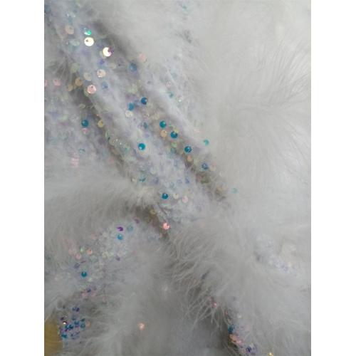 Prom Dress Beading Sequins Detachable Evening WOMEN`S Dress With feather Fabric