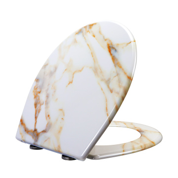 Duroplast Soft Close Toilet Seat in white-marble pattern