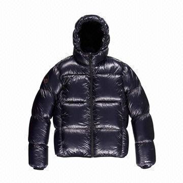 Winter men's down jacket, made of ultralight nylon, padded with 100% goose down, front zip closure
