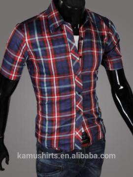 Mens Short Sleeve Red Check Shirts