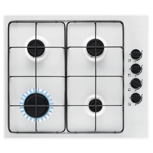 White Zanussi Gas Hobs 60cm 4 Knobs