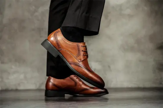 Oxfords Brown Black Leather Men Shoes