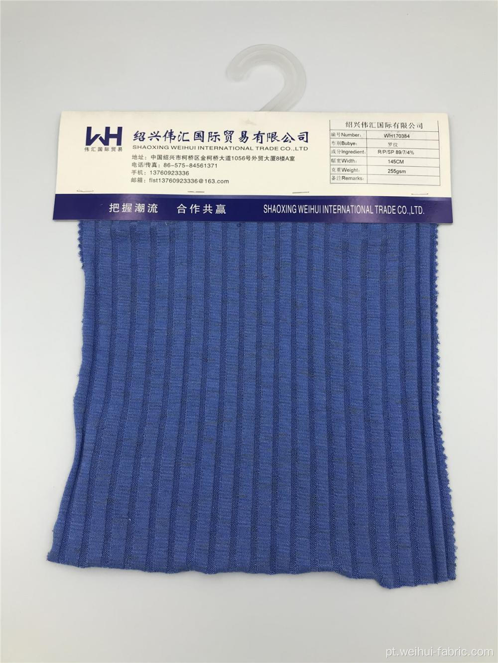 Tecido de malha com nervuras R / P / SP tecido azul