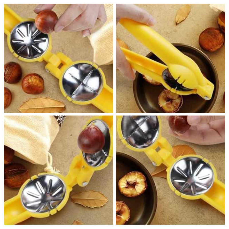 VOGVIGO Nut Opener Cutter Gadgets 2 in 1 Quick Chestnut Clip Walnut Pliers Metal Nutcracker Sheller Kitchen Tool Stainless Steel