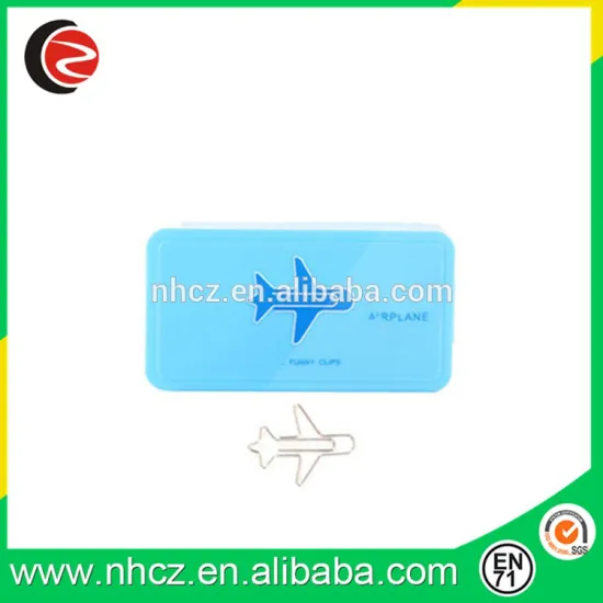Aeroplane paper clips in PS box