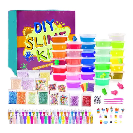 DIY Educational Toy Kit: Foam, Glitter, Cream, Fluffy Slime, and Crystal Clear Charms