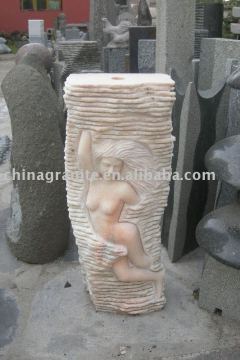 marble fountain carved with beauty girl