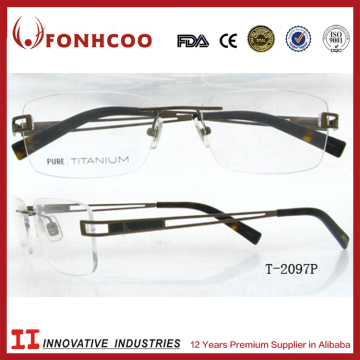 FONHCOO China Factory 2016 Rimless Hollow-Out Pure Titanium Spectacle Frames
