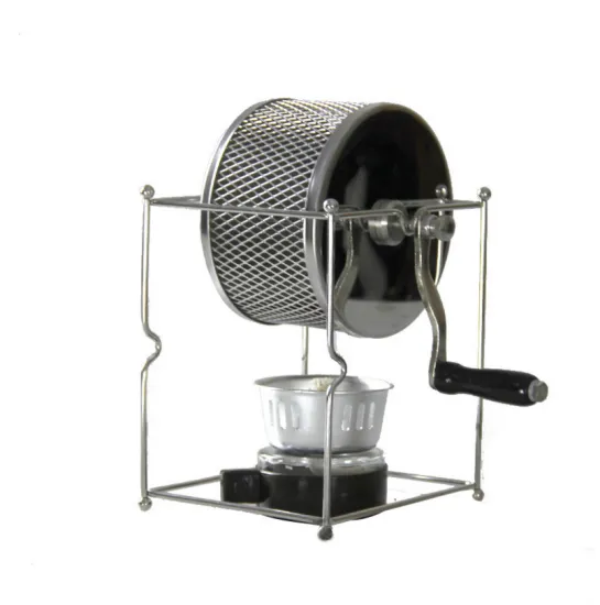 DIY Handmade coffee bean roaster 304 Stainless steel Scroll wheel Roller baking machine with Alcohol lamp Leakproof