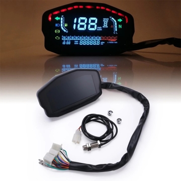 Universal LED LCD Speedometer with Digital Odometer and Gauges