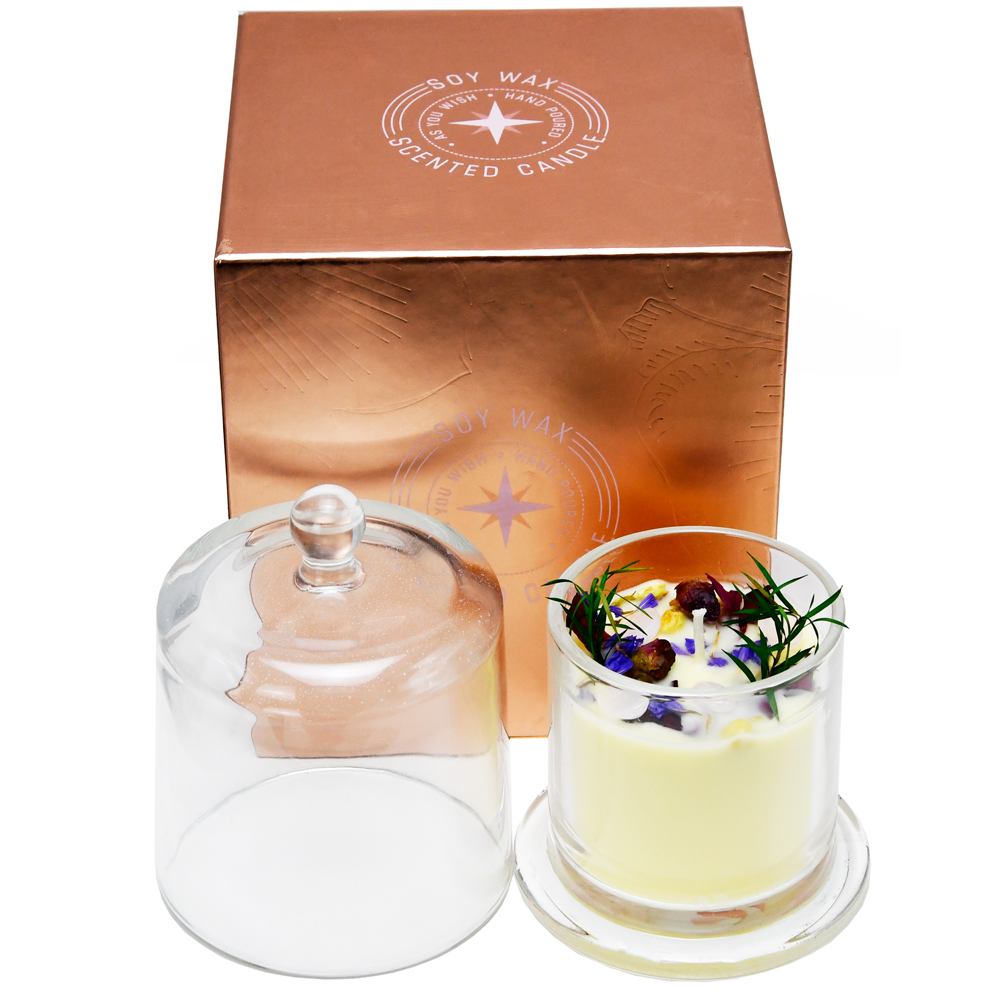 Bell fleurs séchées de fleurs séchées et coffret cadeau de bougie