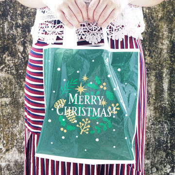 Christmas Green Shopping Plastic Favor Bag