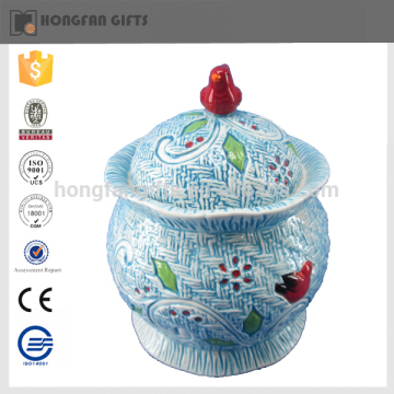 nice shape wonderful round shape ceramic candy jar for home use