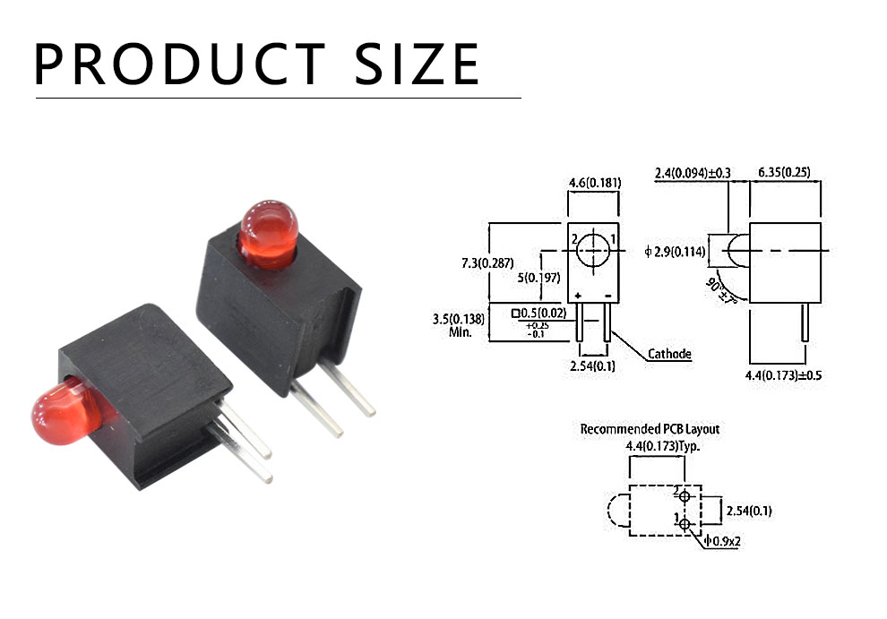 312URD-3.5HK 3mm Red LED Single level circuit board indicator