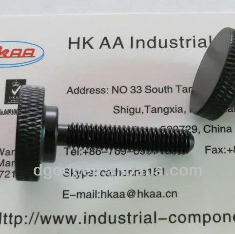 black anodized aluminum knurled thumb screw