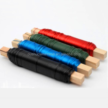 Green Florist Wire on Wooden Stick - 0.6mm Colored Gardening Wire
