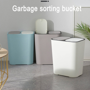 Trash Can Rectangle Plastic Push-Button Dual Compartment 12liter Recycling Waste Bin Garbage Can cubo basura LBShipping