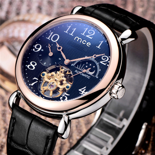top 10 brand genuine leather band tourbillon watch