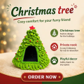 Christmas Tree Pet House Triangle Nylon Nest Cute Animal Print Portable Indoor Outdoor Shelter for Cats and Dogs