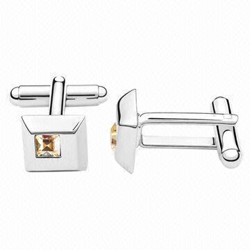 Alloy Cufflinks with Swarovski Crystal, OEM Orders are Welcome