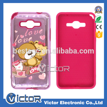 2 in 1 hybrid TPU + PC case With Stealth Kickstand for Samsung G530 case with Electroplate