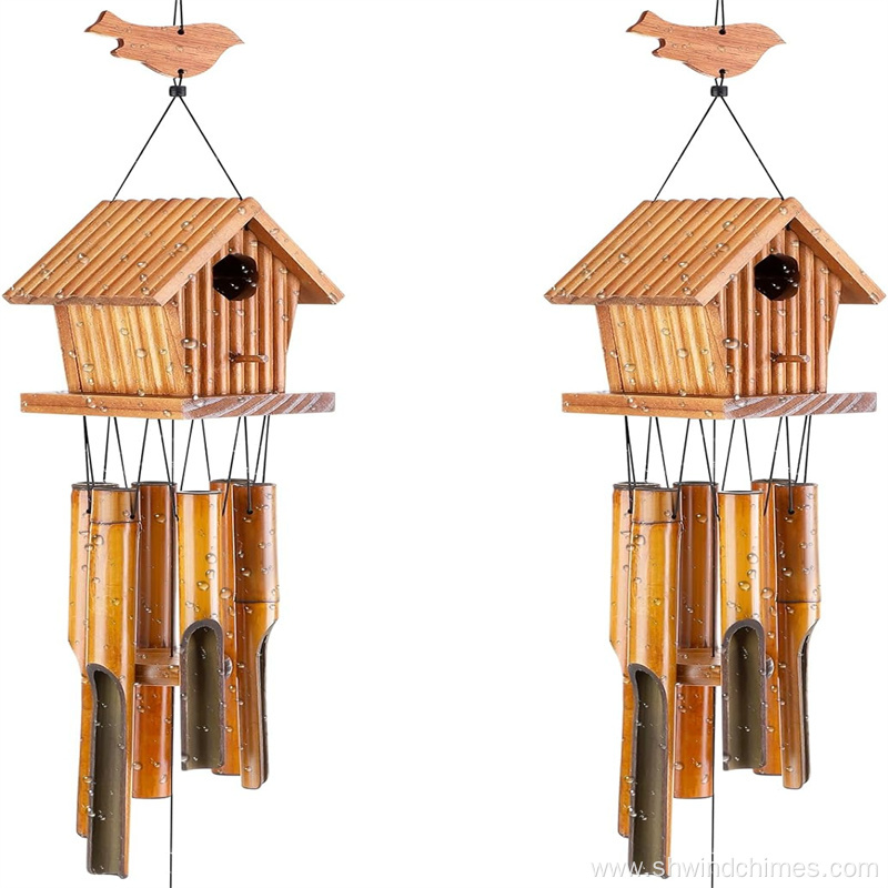 Birdhouse Wind Chimes for Outdoor Yard and Garden Decor