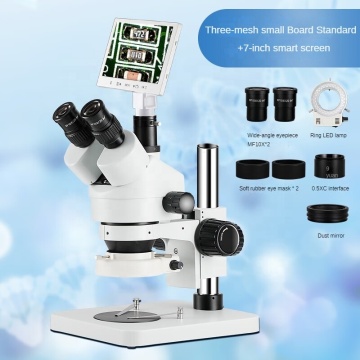 7-45x Zoom Trinocular Microscope with Camera and 7-inch Smart Screen