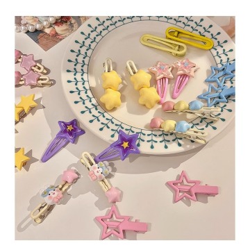 Colorful five pointed star hairpin