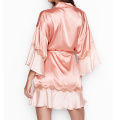 Customizable Ruffled Lace Robe with Belt