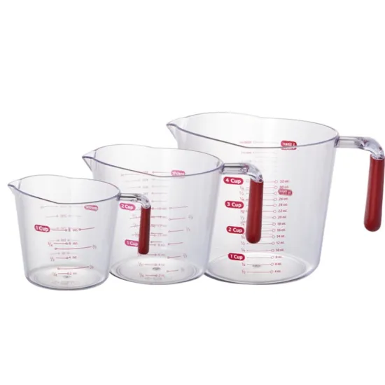 3pcs Plastic Measuring Cup Set with Silicone Handles