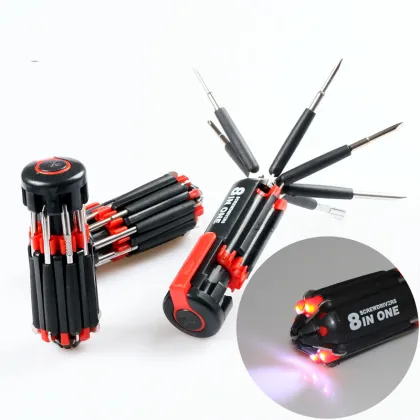 Eight-in-One Screwdriver with LED Flashlight