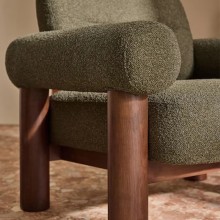 Contemporary Velvet Wooden Sofa Chair